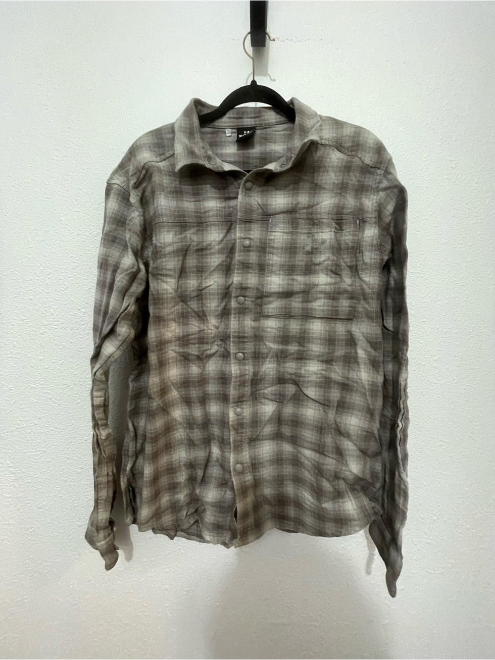 Under Armour Men's Tradesman Flex Flannel Shirt X-Large Gray Plaid Snap Buttons